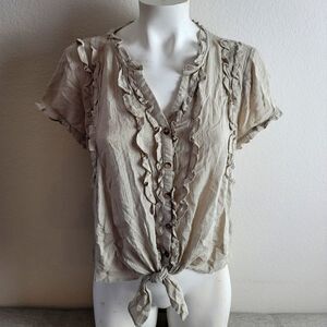 MELISSA PAIGE PETITE Ruffle Top With Tie Front